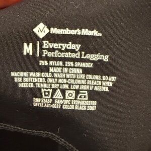 Member's Mark Black Everyday Perforated Legging